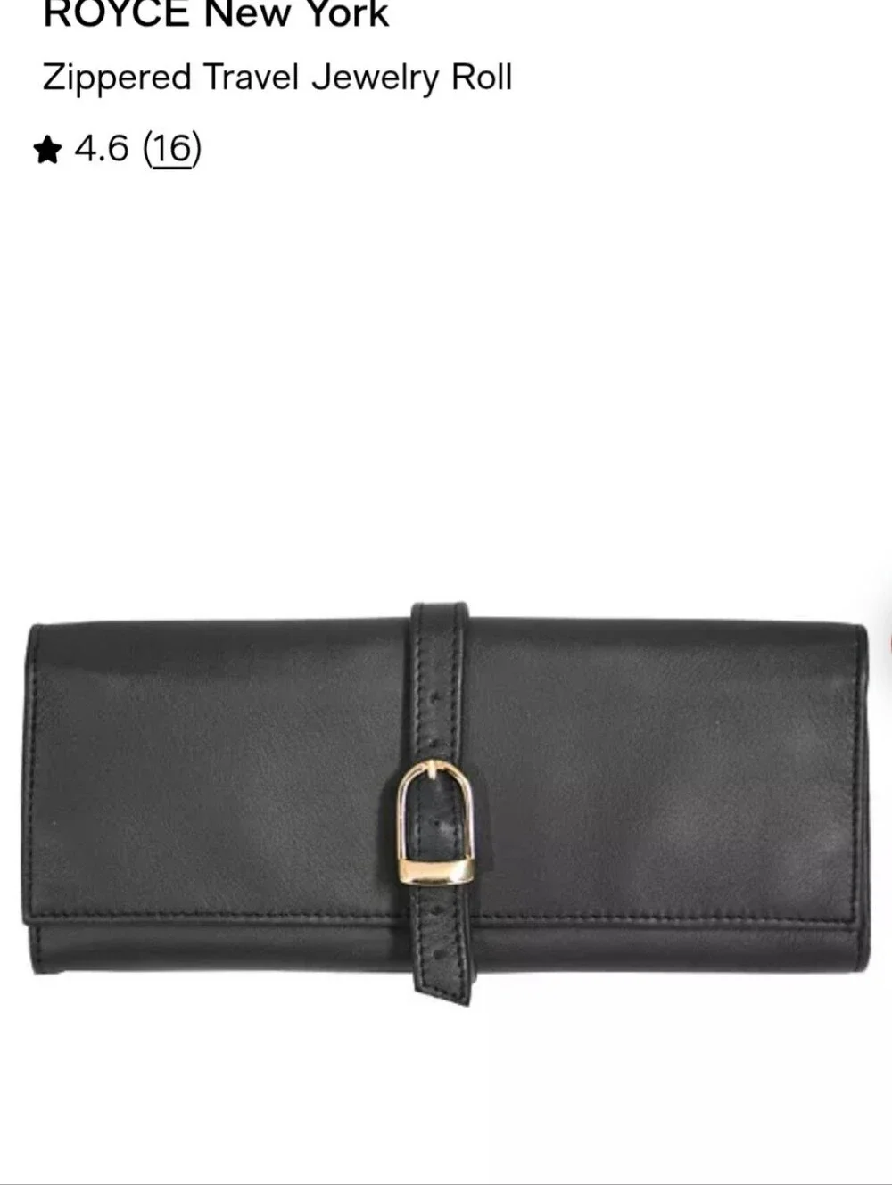 Black Leather Jewerlry Roll with Gold Buckle Fort Worth Inscripted